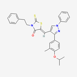 molecular formula C31H29N3O2S2 B11985062 (5Z)-5-{[3-(4-Isopropoxy-3-methylphenyl)-1-phenyl-1H-pyrazol-4-YL]methylene}-3-(2-phenylethyl)-2-thioxo-1,3-thiazolidin-4-one 