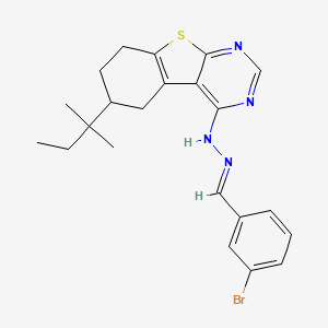 molecular formula C22H25BrN4S B11985117 4-[(2E)-2-(3-bromobenzylidene)hydrazinyl]-6-(2-methylbutan-2-yl)-5,6,7,8-tetrahydro[1]benzothieno[2,3-d]pyrimidine 