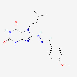 molecular formula C19H24N6O3 B11985150 4-Methoxybenzaldehyde (7-isopentyl-3-methyl-2,6-dioxo-2,3,6,7-tetrahydro-1H-purin-8-YL)hydrazone 