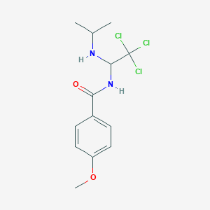 molecular formula C13H17Cl3N2O2 B11985169 4-methoxy-N-[2,2,2-trichloro-1-(propan-2-ylamino)ethyl]benzamide 