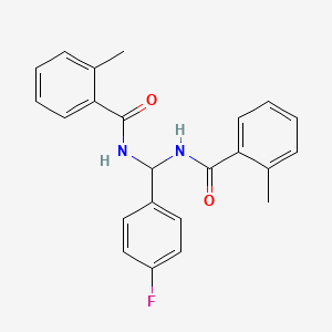 molecular formula C23H21FN2O2 B11985216 N-((4-Fluorophenyl)((2-methylbenzoyl)amino)methyl)-2-methylbenzamide 