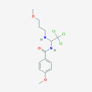 molecular formula C14H19Cl3N2O3 B11985224 4-methoxy-N-{2,2,2-trichloro-1-[(3-methoxypropyl)amino]ethyl}benzamide 