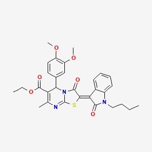 ethyl (2Z)-2-(1-butyl-2-oxo-1,2-dihydro-3H-indol-3-ylidene)-5-(3,4-dimethoxyphenyl)-7-methyl-3-oxo-2,3-dihydro-5H-[1,3]thiazolo[3,2-a]pyrimidine-6-carboxylate