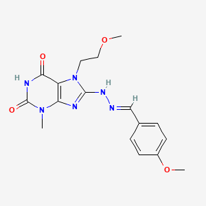 molecular formula C17H20N6O4 B11985237 4-methoxybenzaldehyde [7-(2-methoxyethyl)-3-methyl-2,6-dioxo-2,3,6,7-tetrahydro-1H-purin-8-yl]hydrazone 