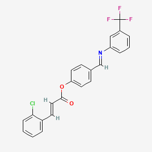 molecular formula C23H15ClF3NO2 B11985291 4-((E)-{[3-(trifluoromethyl)phenyl]imino}methyl)phenyl (2E)-3-(2-chlorophenyl)-2-propenoate 