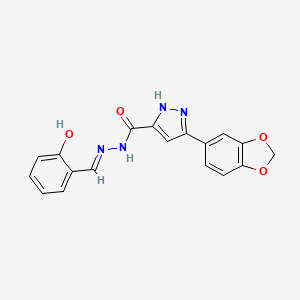 molecular formula C18H14N4O4 B11985334 3-(1,3-benzodioxol-5-yl)-N'-[(E)-(2-hydroxyphenyl)methylidene]-1H-pyrazole-5-carbohydrazide 