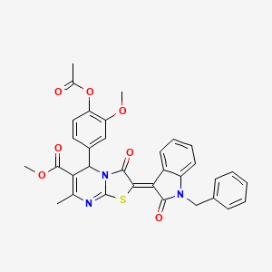 molecular formula C33H27N3O7S B11985396 methyl (2Z)-5-[4-(acetyloxy)-3-methoxyphenyl]-2-(1-benzyl-2-oxo-1,2-dihydro-3H-indol-3-ylidene)-7-methyl-3-oxo-2,3-dihydro-5H-[1,3]thiazolo[3,2-a]pyrimidine-6-carboxylate 