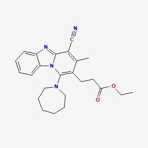 molecular formula C24H28N4O2 B11985435 Ethyl 3-[1-(azepan-1-yl)-4-cyano-3-methylpyrido[1,2-a]benzimidazol-2-yl]propanoate 