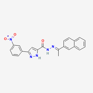 N'-(1-(Naphthalen-2-yl)ethylidene)-3-(3-nitrophenyl)-1H-pyrazole-5-carbohydrazide