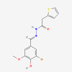 molecular formula C14H13BrN2O3S B11985552 N'-(3-Bromo-4-hydroxy-5-methoxybenzylidene)-2-(2-thienyl)acetohydrazide 