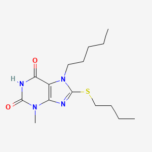 molecular formula C15H24N4O2S B11985618 8-Butylsulfanyl-3-methyl-7-pentylpurine-2,6-dione 