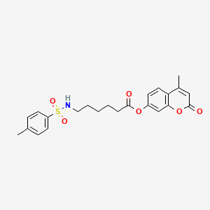 molecular formula C23H25NO6S B11985668 4-methyl-2-oxo-2H-chromen-7-yl 6-{[(4-methylphenyl)sulfonyl]amino}hexanoate 