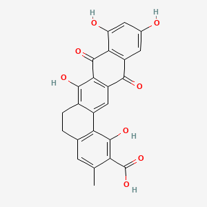 molecular formula C24H16O8 B1198568 1,7,9,11-Tetrahydroxy-3-methyl-8,13-dioxo-5,6,8,13-tetrahydrobenzo(a)tetracene-2-carboxylic acid CAS No. 94129-75-6