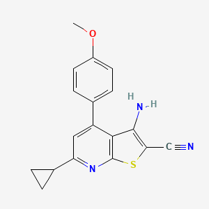 molecular formula C18H15N3OS B1198573 3-Amino-6-cyclopropyl-4-(4-methoxyphenyl)-2-thieno[2,3-b]pyridinecarbonitrile 