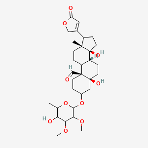 molecular formula C31H46O10 B1198574 (5S,8R,10S,13R,14S)-5,14-dihydroxy-3-(5-hydroxy-3,4-dimethoxy-6-methyloxan-2-yl)oxy-13-methyl-17-(5-oxo-2H-furan-3-yl)-2,3,4,6,7,8,9,11,12,15,16,17-dodecahydro-1H-cyclopenta[a]phenanthrene-10-carbaldehyde 