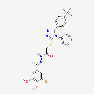 N'-[(E)-(3-bromo-4-hydroxy-5-methoxyphenyl)methylidene]-2-{[5-(4-tert-butylphenyl)-4-phenyl-4H-1,2,4-triazol-3-yl]sulfanyl}acetohydrazide