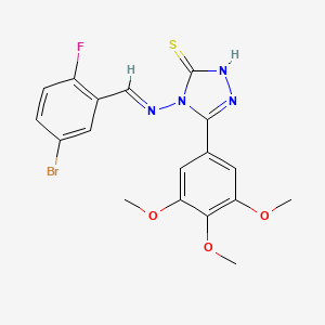 4-{[(E)-(5-bromo-2-fluorophenyl)methylidene]amino}-5-(3,4,5-trimethoxyphenyl)-4H-1,2,4-triazole-3-thiol