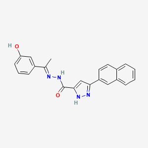 molecular formula C22H18N4O2 B11985818 N'-[(E)-1-(3-hydroxyphenyl)ethylidene]-3-(2-naphthyl)-1H-pyrazole-5-carbohydrazide 