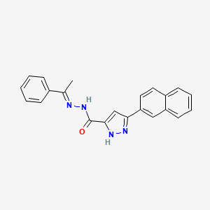 molecular formula C22H18N4O B11985822 3-(2-Naphthyl)-N'-(1-phenylethylidene)-1H-pyrazole-5-carbohydrazide 