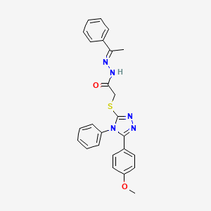 2-{[5-(4-Methoxyphenyl)-4-phenyl-4H-1,2,4-triazol-3-YL]sulfanyl}-N'-[(E)-1-phenylethylidene]acetohydrazide