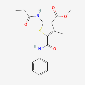 molecular formula C17H18N2O4S B1198590 5-[苯胺基(氧代)甲基]-4-甲基-2-(1-氧代丙氨基)-3-噻吩甲酸甲酯 