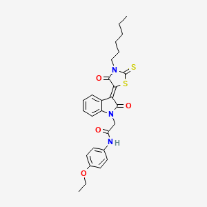 N-(4-ethoxyphenyl)-2-[(3Z)-3-(3-hexyl-4-oxo-2-thioxo-1,3-thiazolidin-5-ylidene)-2-oxo-2,3-dihydro-1H-indol-1-yl]acetamide