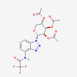 molecular formula C19H19F3N4O8 B11985929 (2R,3R,4R,5S)-2-(4-(2,2,2-Trifluoroacetamido)-1H-benzo[d][1,2,3]triazol-1-yl)tetrahydro-2H-pyran-3,4,5-triyl triacetate CAS No. 308095-44-5