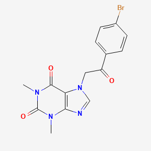 molecular formula C15H13BrN4O3 B11985981 7-(2-(4-Bromo-phenyl)-2-oxo-ethyl)-1,3-dimethyl-3,7-dihydro-purine-2,6-dione 