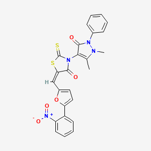 (5E)-3-(1,5-dimethyl-3-oxo-2-phenyl-2,3-dihydro-1H-pyrazol-4-yl)-5-{[5-(2-nitrophenyl)furan-2-yl]methylidene}-2-thioxo-1,3-thiazolidin-4-one