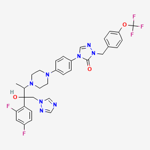molecular formula C32H31F5N8O3 B1198609 3H-1,2,4-Triazol-3-one, 4-[4-[4-[2-(2,4-difluorophenyl)-2-hydroxy-1-methyl-3-(1H-1,2,4-triazol-1-yl)propyl]-1-piperazinyl]phenyl]-2,4-dihydro-2-[[4-(trifluoromethoxy)phenyl]methyl]- 