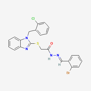 molecular formula C23H18BrClN4OS B11986115 N'-[(E)-(2-bromophenyl)methylidene]-2-{[1-(2-chlorobenzyl)-1H-benzimidazol-2-yl]sulfanyl}acetohydrazide 