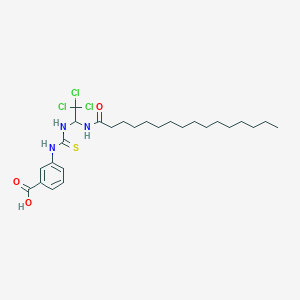 molecular formula C26H40Cl3N3O3S B11986168 3-((((2,2,2-Trichloro-1-(palmitoylamino)ET)amino)carbothioyl)amino)benzoic acid CAS No. 303059-11-2