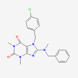 molecular formula C22H22ClN5O2 B11986181 8-[benzyl(methyl)amino]-7-(4-chlorobenzyl)-1,3-dimethyl-3,7-dihydro-1H-purine-2,6-dione 