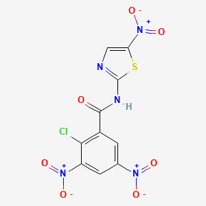 molecular formula C10H4ClN5O7S B11986211 2-chloro-3,5-dinitro-N-(5-nitro-1,3-thiazol-2-yl)benzamide CAS No. 292635-41-7