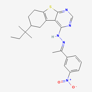 (1E)-1-(3-nitrophenyl)ethanone (6-tert-pentyl-5,6,7,8-tetrahydro[1]benzothieno[2,3-d]pyrimidin-4-yl)hydrazone