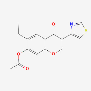 molecular formula C16H13NO4S B11986352 6-ethyl-4-oxo-3-(1,3-thiazol-4-yl)-4H-chromen-7-yl acetate 