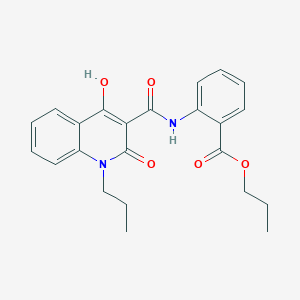 molecular formula C23H24N2O5 B11986364 Propyl 2-{[(4-hydroxy-2-oxo-1-propyl-1,2-dihydroquinolin-3-yl)carbonyl]amino}benzoate 