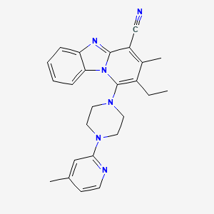 molecular formula C25H26N6 B11986371 2-Ethyl-3-methyl-1-[4-(4-methylpyridin-2-yl)piperazin-1-yl]pyrido[1,2-a]benzimidazole-4-carbonitrile 