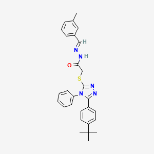 molecular formula C28H29N5OS B11986378 2-{[5-(4-tert-butylphenyl)-4-phenyl-4H-1,2,4-triazol-3-yl]sulfanyl}-N'-[(E)-(3-methylphenyl)methylidene]acetohydrazide CAS No. 303105-65-9