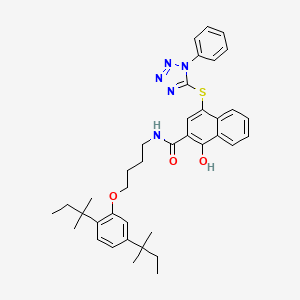 molecular formula C38H45N5O3S B11986379 N-[4-(2,5-ditert-pentylphenoxy)butyl]-1-hydroxy-4-[(1-phenyl-1H-tetraazol-5-yl)thio]-2-naphthamide 