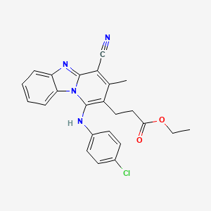 molecular formula C24H21ClN4O2 B11986416 Ethyl 3-{1-[(4-chlorophenyl)amino]-4-cyano-3-methylpyrido[1,2-a]benzimidazol-2-yl}propanoate 