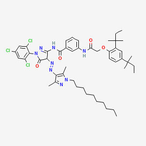 3-({[2,4-bis(2-methylbutan-2-yl)phenoxy]acetyl}amino)-N-{4-[(E)-(1-decyl-3,5-dimethyl-1H-pyrazol-4-yl)diazenyl]-5-oxo-1-(2,4,6-trichlorophenyl)-4,5-dihydro-1H-pyrazol-3-yl}benzamide