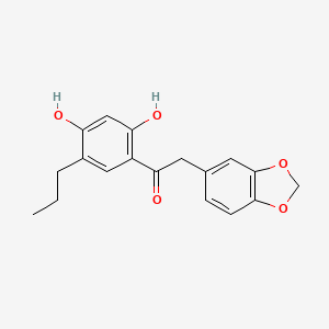 molecular formula C18H18O5 B11986503 2-(1,3-Benzodioxol-5-yl)-1-(2,4-dihydroxy-5-propylphenyl)ethanone 