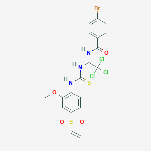 molecular formula C19H17BrCl3N3O4S2 B11986558 4-bromo-N-[2,2,2-trichloro-1-({[2-methoxy-4-(vinylsulfonyl)anilino]carbothioyl}amino)ethyl]benzamide 