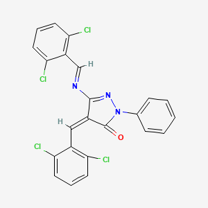 molecular formula C23H13Cl4N3O B11986571 (4Z)-4-(2,6-dichlorobenzylidene)-5-{[(E)-(2,6-dichlorophenyl)methylidene]amino}-2-phenyl-2,4-dihydro-3H-pyrazol-3-one 