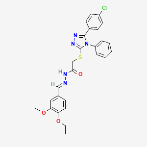 2-{[5-(4-chlorophenyl)-4-phenyl-4H-1,2,4-triazol-3-yl]sulfanyl}-N'-[(E)-(4-ethoxy-3-methoxyphenyl)methylidene]acetohydrazide