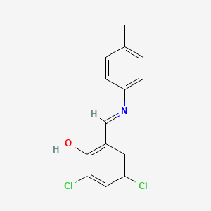 molecular formula C14H11Cl2NO B11986676 2,4-Dichloro-6-{[(4-methylphenyl)imino]methyl}phenol 