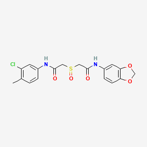 molecular formula C18H17ClN2O5S B1198670 N-(1,3-benzodioxol-5-yl)-2-[2-(3-chloro-4-methylanilino)-2-oxoethyl]sulfinylacetamide 