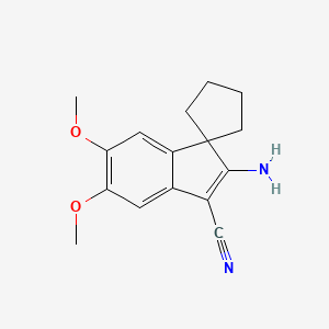 molecular formula C16H18N2O2 B1198678 2'-Amino-5',6'-dimethoxy-1'-spiro[cyclopentane-1,3'-indene]carbonitrile 