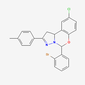 molecular formula C23H18BrClN2O B11986830 5-(2-Bromophenyl)-9-chloro-2-(4-methylphenyl)-1,10b-dihydropyrazolo[1,5-c][1,3]benzoxazine 